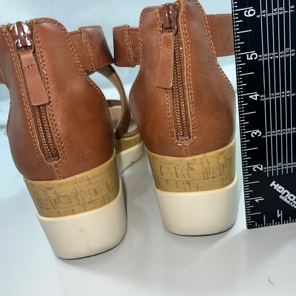 Soul Naturalizer Brown Sandal Wedges White Sole w/ Cork Womens Size 10W - Picture 4 of 15